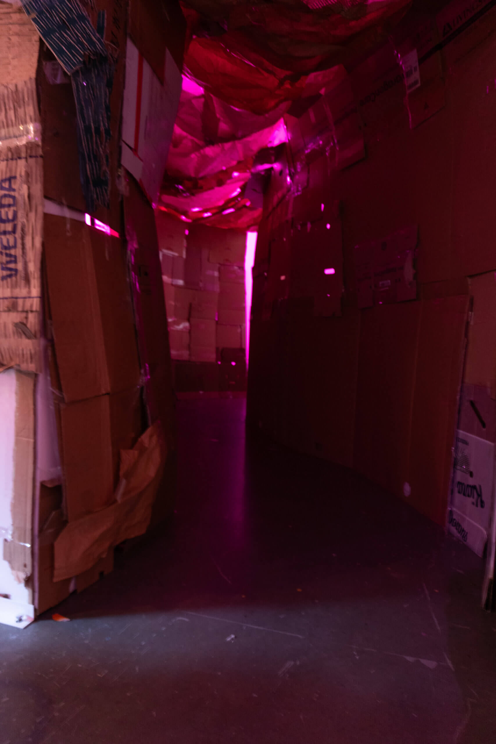 Cave/tunnel created by Alycia Bennett and Tara Pattenden at Metro Arts Gallery One, April 2026.